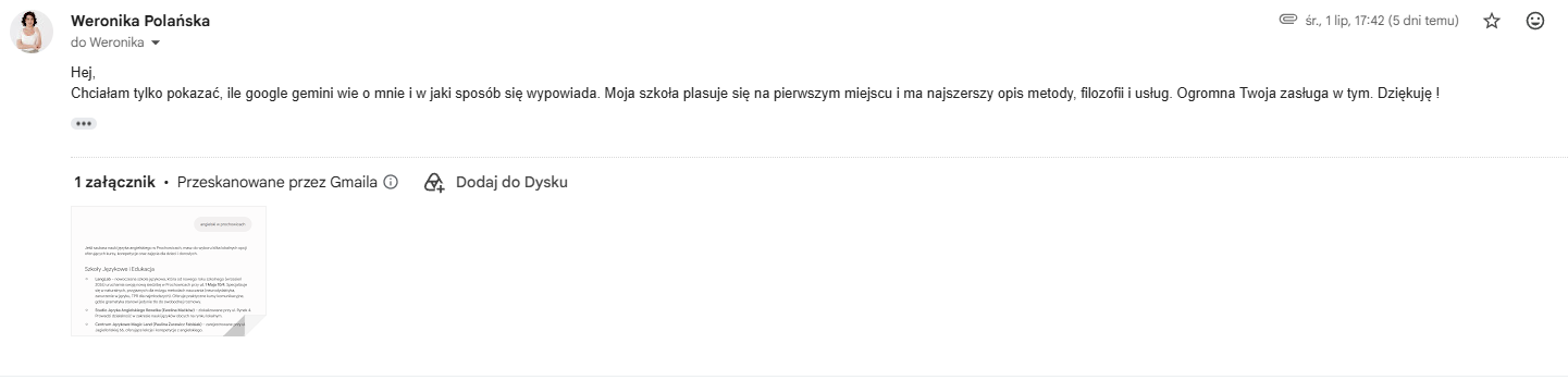 Wiadomość od klientki